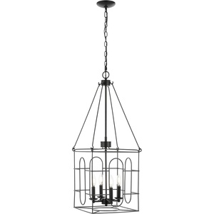 image:imageSAFAVIEH Lighting Collection Flatbush Black 4Light Hanging Adjustable Chandelier Light Fixture LED Bulbs Included