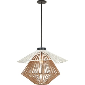 image:imageSAFAVIEH Lighting Collection Gaia BrownWhite Raffia Adjustable Pendant Hanging Light Fixture Ideal for Dining Room Kitchen Island Entryway LED Bulb Included