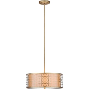 image:imageSAFAVIEH Lighting Collection Giotta Farmhouse Antique Gold 18inch Diameter Adjustable Pendant Light Fixture LED Bulbs Included
