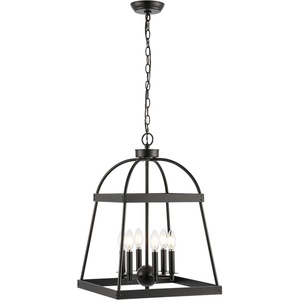 image:imageSAFAVIEH Lighting Collection Gracyn Black 6Light Hanging Adjustable Chandelier Light Fixture LED Bulbs Included