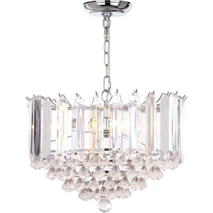 image:imageSAFAVIEH Lighting Collection Hampton Art Deco Glam Chrome Clear Crystal 17inch Diameter 2light Adjustable Hanging Chandelier Pendant Light Fixture LED Bulbs Included