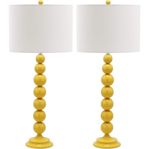 image:imageSAFAVIEH Lighting Collection Jenna Modern Contemporary Orange Stacked Ball 32inch Bedroom Living Room Home Office Desk Nightstand Table Lamp Set of 2 LED Bulbs IncludedYellow  Set of 2