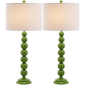 image:imageSAFAVIEH Lighting Collection Jenna Modern Contemporary Orange Stacked Ball 32inch Bedroom Living Room Home Office Desk Nightstand Table Lamp Set of 2 LED Bulbs IncludedGreen  Set of 2