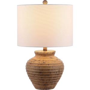 image:imageSAFAVIEH Lighting Collection Kamryn Rustic Farmhouse Brown 23inch Bedroom Living Room Home Office Desk Nightstand Table Lamp LED Bulb Included