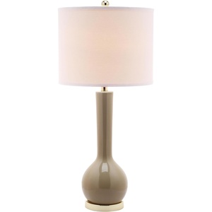 image:imageSAFAVIEH Lighting Collection Mae Long Neck Modern Contemporary Green Ceramic 31inch Bedroom Living Room Home Office Desk Nightstand Table Lamp Set of 2 LED Bulbs IncludedTaupe  Set of 2