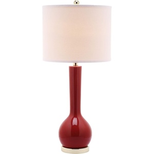 image:imageSAFAVIEH Lighting Collection Mae Long Neck Modern Contemporary Green Ceramic 31inch Bedroom Living Room Home Office Desk Nightstand Table Lamp Set of 2 LED Bulbs IncludedRed  Set of 2