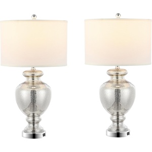 image:imageSAFAVIEH Lighting Collection Morocco Blue Glass 28inch Bedroom Living Room Home Office Desk Nightstand Table Lamp Set of 2 LED Bulbs IncludedMercury  Set of 2 with USB