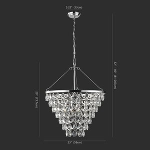 image:imageSAFAVIEH Lighting Collection Nydia Teardrop Crystal 23inch Diameter Adjustable Hanging Chandelier Light Fixture LED Bulbs Included