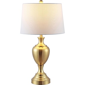 image:imageSAFAVIEH Lighting Collection Poppy Modern Contemporary Brass Iron 28inch Bedroom Living Room Home Office Desk Nightstand Table Lamp LED Bulb IncludedBrass