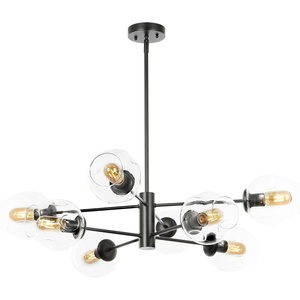image:imageSAFAVIEH Lighting Collection Pythea BlackClear 8Light Hanging Adjustable Chandelier Light Fixture LED Bulbs Included