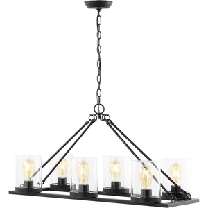image:imageSAFAVIEH Lighting Collection Reagan Black 6Light Hanging Adjustable Chandelier Light Fixture LED Bulbs Included