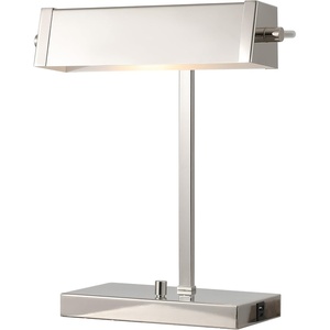 image:imageSAFAVIEH Lighting Collection Rylan Polished Nickle 17inch Table Task Lamp with USB Charging Port LED Bulb Included