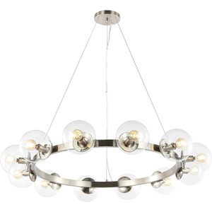 image:imageSAFAVIEH Lighting Collection Rylian Black 12Light Round Hanging Adjustable Chandelier Light Fixture LED Bulbs IncludedNickle