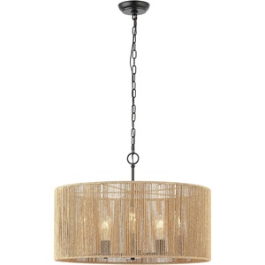 image:imageSAFAVIEH Lighting Collection Rylumi NaturalBlack 5Light Adjustable Pendant Chandelier Hanging Light Fixture Ideal for Dining Room Kitchen Island Entryway LED Bulbs Included