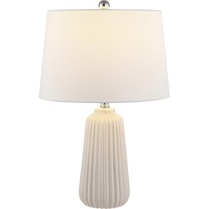 image:imageSAFAVIEH Lighting Collection Sawyer Modern Ivory Ceramic 24inch Bedroom Living Room Home Office Desk Nightstand Table Lamp LED Bulb IncludedIvory