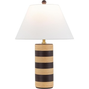 image:imageSAFAVIEH Lighting Collection Shea Light Brown amp Dark Brown Stripe 24inch Table Lamp for Bedroom Living Room Home Office Desk Nightstand LED Bulb IncludedLight BrownDark Brown