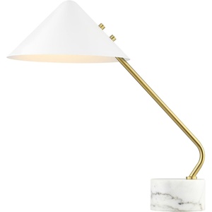 image:imageSAFAVIEH Lighting Collection Shields WhiteBrass 21inch Table Lamp LED Bulb Included