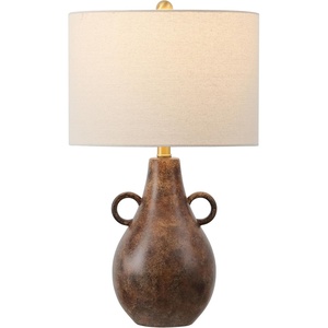 image:imageSAFAVIEH Lighting Collection Shiloh Antique BrownBrass Ceramic 25inch Table Lamp LED Bulb Included
