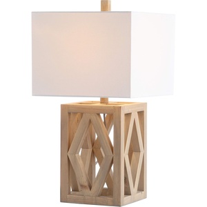 image:imageSAFAVIEH Lighting Collection Turner Rustic Farmhouse Brown Rectangle Shade 25inch Bedroom Living Room Home Office Desk Nightstand Table Lamp Set of 2 LED Bulbs Included