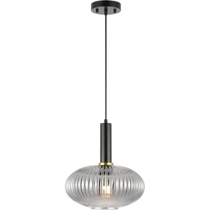 image:imageSAFAVIEH Lighting Collection Zeon Smoke GreyBlack Adjustable Pendant Hanging Light Fixture Ideal for Dining Room Kitchen Island Entryway LED Bulb Included