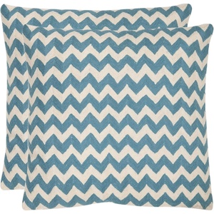 image:imageSAFAVIEH Pillows Collection Striped Taelea Decorative Pillow 18Inch Lime Green Set of 2Blue Rain