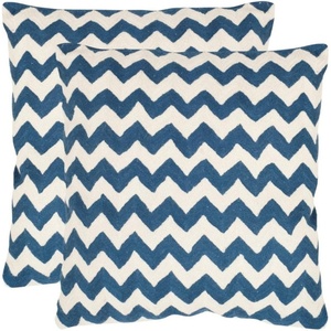 image:imageSAFAVIEH Pillows Collection Striped Taelea Decorative Pillow 18Inch Lime Green Set of 2Navy Blue