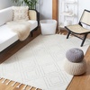 image:imageSAFAVIEH Area Rug 8x10  Casablanca Collection  Large  Ivory amp Black Handmade Wool Moroccan Boho Braided Tassel Ideal for Living Room Bedroom Dining Space CSB676ZIvoryGrey
