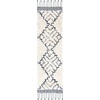 image:imageSAFAVIEH Area Rug 8x10  Casablanca Shag Collection  Large  Ivory amp Navy Handmade Wool Moroccan Medallion Tassel Design Plush Thick Pile Ideal for Living Room Bedroom Dining Space CSB251AIvoryNavy