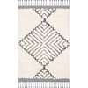 image:imageSAFAVIEH Area Rug 8x10  Casablanca Shag Collection  Large  Ivory amp Navy Handmade Wool Moroccan Medallion Tassel Design Plush Thick Pile Ideal for Living Room Bedroom Dining Space CSB251AIvoryNavy