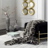image:imageSAFAVIEH Faux Pheasant Throw Blanket BlackGreyBlackGrey