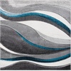 image:imageSAFAVIEH Hollywood Collection Area Rug  53 x 76 Grey amp Blue MidCentury Modern Design NonShedding amp Easy Care Ideal for High Traffic Areas in Living Room Bedroom HLW766FGreyTurquoise