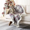 image:imageSAFAVIEH Home Collection Ribbon Plaid 50 x 60inch GreyRed Cotton amp Sherpa Sofa Chaise Lounge Club Chair Living Room Bedroom Decorative Throw Blanket