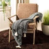 image:imageSAFAVIEH Home Pennie Black and Natural Knit Tassel Throw Blanket