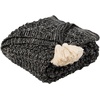 image:imageSAFAVIEH Home Pennie Black and Natural Knit Tassel Throw Blanket