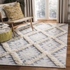 image:imageSAFAVIEH Kenya Collection Area Rug  6 x 9 Blue amp Ivory Handmade Moroccan Boho Tribal Wool Ideal for High Traffic Areas in Living Room Bedroom KNY455MSilverIvory