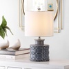image:imageSAFAVIEH Lighting  Bijou 18Inch Ceramic Table Lamp  Blue  Glam Compact Design  Ideal for Living Room Bedroom Entryway Home Office  LED Bulb Included TBL4267A