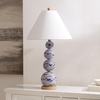 image:imageSAFAVIEH Lighting Collection  Juniper Blue amp White Ceramic Table Lamp 32 Decorative Accent Light with Fabric Shade E26 Bulb Compatible TBL4658AWhiteBlue