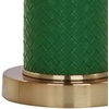image:imageSAFAVIEH Lighting Collection  Set of 2 Ollie Modern Contemporary Cream Faux Woven Leather 32Inch Table Lamps LED Bulbs Included Bedroom Living Room Home Office LIT4404LSET2Dark Green Woven  Set of 2
