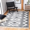 image:imageSAFAVIEH Moroccan Tassel Shag Collection Accent Rug  45 x 65 Ivory amp Light Blue 075inch Thick Ideal for High Traffic Areas in Entryway Living Room Bedroom MTS452BIvoryBlack