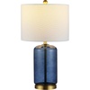 image:imageSAFAVIEH Lighting Collection  Novah Modern Blue Glass 26Inch Table Lamp LED Bulb Included Bedroom Living Room Home Office Nightstand Desk TBL4283BBlue