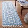 image:imageSAFAVIEH Moroccan Tassel Shag Collection Accent Rug  45 x 65 Ivory amp Light Blue 075inch Thick Ideal for High Traffic Areas in Entryway Living Room Bedroom MTS452BIvoryLight Blue