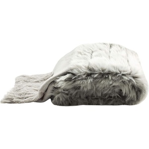 image:imageSAFAVIEH Alexi Faux Fur Bed Runner Throw Blanket WhiteGrey