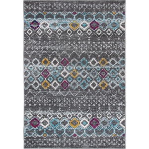 image:imageSAFAVIEH Amsterdam Collection Area Rug  9 x 12 Ivory amp Multi Moroccan Boho Design NonShedding amp Easy Care Ideal for High Traffic Areas in Living Room Bedroom AMS108KDark GreyIvory