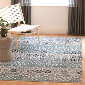 image:imageSAFAVIEH Amsterdam Collection Area Rug  9 x 12 Ivory amp Multi Moroccan Boho Design NonShedding amp Easy Care Ideal for High Traffic Areas in Living Room Bedroom AMS108KBlueIvory