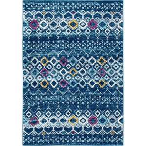 image:imageSAFAVIEH Amsterdam Collection Area Rug  9 x 12 Ivory amp Multi Moroccan Boho Design NonShedding amp Easy Care Ideal for High Traffic Areas in Living Room Bedroom AMS108KNavyTurquoise
