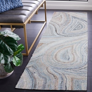 image:imageSAFAVIEH Area Rug 8x10  Abstract Collection  Large  Beige amp Blue Handmade Wool Ideal for Living Room Bedroom Office Dining Space ABT147MBeigeBlue