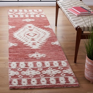 image:imageSAFAVIEH Area Rug 8x10  Aspen Collection  Large  Rust amp Ivory Handmade Wool Moroccan Boho Tribal Design Ideal for Living Room Bedroom Office Dining Space APN550PRustIvory