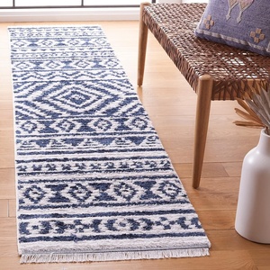 image:imageSAFAVIEH Area Rug 8x10  Augustine Collection  Large  Navy amp Ivory Cotton Moroccan Boho Tribal Fringe Design Easy Cleaning Ideal for Living Room Bedroom Office Dining Space AGT849NNavyIvory