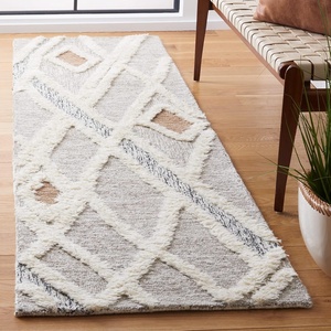 image:imageSAFAVIEH Area Rug 8x10  Casablanca Collection  Large  Ivory amp Brown Handmade Wool Moroccan Design Ideal for Living Room Bedroom Dining Space CSB975AGreyIvory