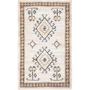 image:imageSAFAVIEH Area Rug 8x10  Kilim Collection  Large  Blue amp Black Flat Weave Jute Design Ideal for Living Room Bedroom Office Dining Space KLM762MIvoryBlack